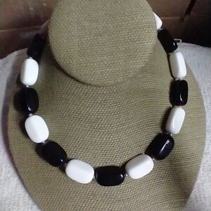 Black white beaded necklace